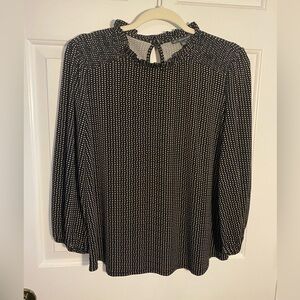 Adrianna Papell Black and Cream Polka Dot Blouse